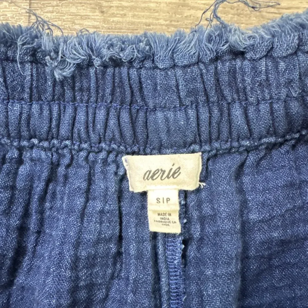 Aerie Gauzy High Waisted Shorts Pull On Stretch Dark Blue sz S - Picture 3 of 5